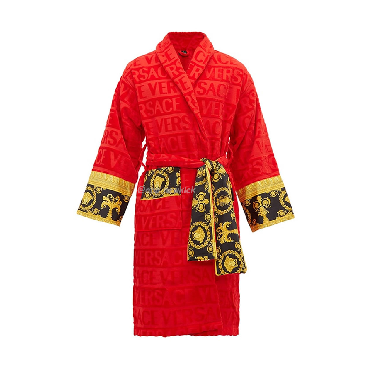 Versace Baroque Logo Jacquard Cotton Bathrobe (1) - newkick.app